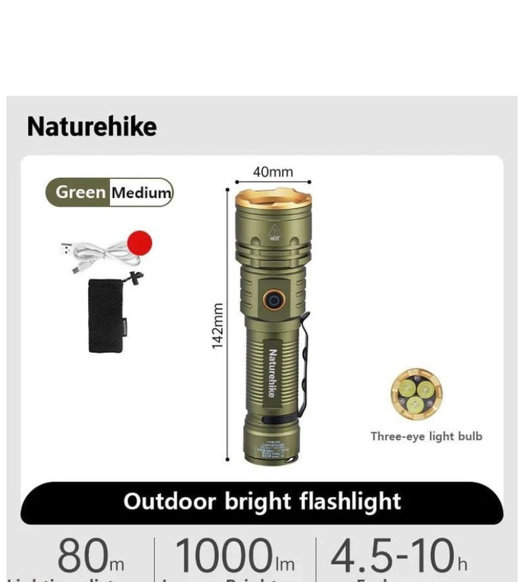 چراغ قوه جیبی نیچرهایک 1000 لومن مدل CNK2300011