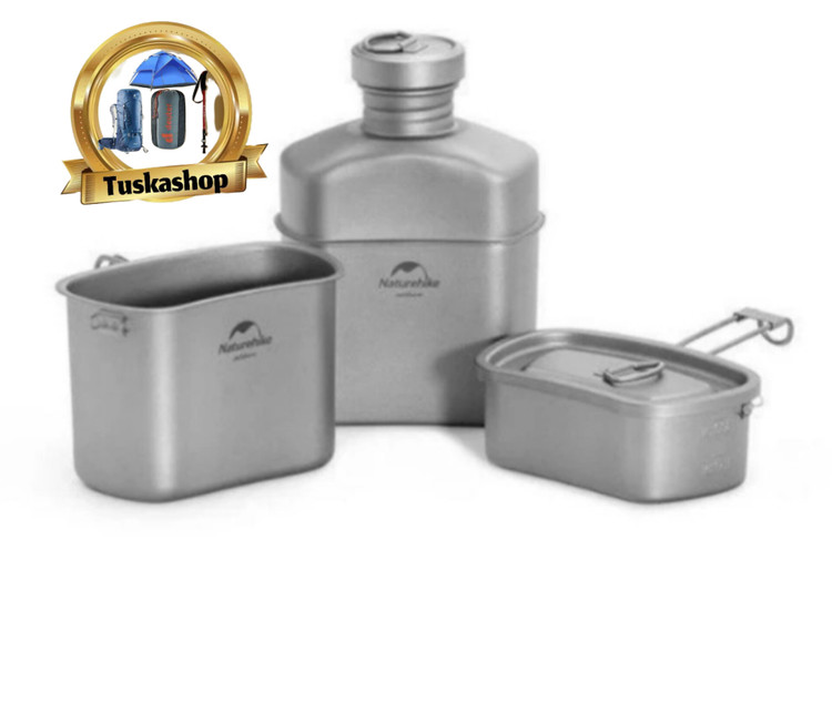 ست غذا خوری وقمقمه تیتانیومی بوشکرفت نیچرهایک مدل NH21CJ004